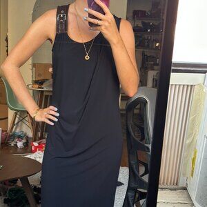 Michael Kors dark blue dress midi with leather shoulder strap XS